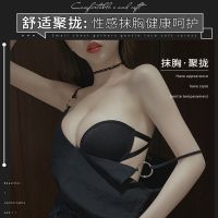 美背内衣女无肩带防滑硅胶小胸专用聚拢夏季抹胸薄性感隐形裹文胸 黑色-单内衣 32/70AB(通杯)
