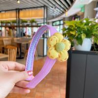 新款韩版糖果色太阳花儿童发箍小女孩简约拼色头箍秋冬宝宝头扣 黄色花朵