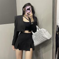 套装女2021秋季新款气质短款西装外套+吊带背心+高腰半身裙三件套 吊带背心 单件 S