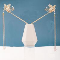 汉服头饰发冠发簪仙鹤套装流苏发钗古装配饰古风发饰步摇女生超仙 半夏(发簪一对)