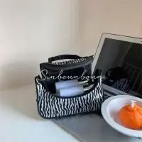 韩版小众时尚豹纹化妆包ins收纳包大容量化妆品洗漱包便捷手提袋 斑马纹化妆包