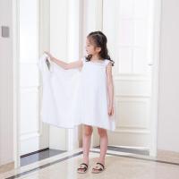 新生儿浴巾超细纤维吸水儿童成人三孔百变魔术可穿浴巾抹胸浴裙 儿童可穿浴巾白色(120*60cm)