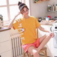 雪枫兰睡衣女夏棉质短袖韩版家居服可爱卡通女士夏季短裤学生套装 901 M [75-95斤]