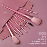 时新化妆刷子初学者遮瑕刷眼影刷唇刷散粉刷便携专业收纳包三格桶 [初学者]8支香芋紫+裸刷