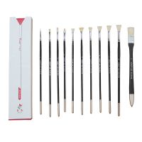 莫奈猪鬃硬毛水粉画笔11支礼盒装油画丙烯笔刷艺术生美术考试专用 莫奈黑武士(专业考试用笔) 1号(单支补充款)