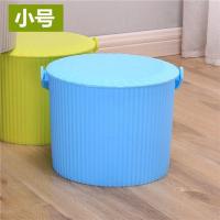 恒的加厚水桶凳手提洗澡桶可坐钓鱼多用收纳储物洗车桶米桶带盖 小号蓝色[坐高20cm]