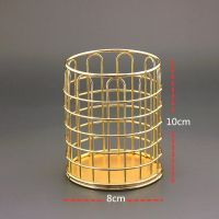 ins北欧风化妆刷收纳桶金色刷子收纳筒美妆眼影梳妆台桌面收纳盒 奢华金 8cm*10cm