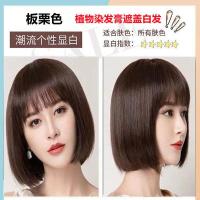 自己在家染盖白发板栗色染发剂栗棕染发膏黑茶色闷青色蓝黑色紫色 板栗色染发膏[可盖住白头发]