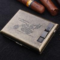 贵派20只装青铜金属自动弹盖烟盒多功能充电打火机一体带烟夹 摩托车