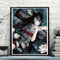 新品diy数字油画客厅风景大幅名画达芬奇蒙娜丽莎手绘填色装饰画 2358抚琴 40*50画布(无内框)