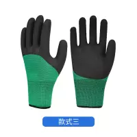 4-12双手套劳保耐磨防护发泡透气乳胶男女防滑工作浸胶批发 绿黑发泡(均码) 4双