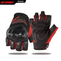 RS-SPURTT摩托车骑行手套防摔耐磨赛车触屏夏季半指机车电动手套 RS-动感红色半指 M