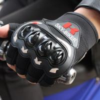 摩托车赛车手套 全指越野骑行机车自行车骑行骑士手套 春夏秋冬季 KA红灰-半指 XL