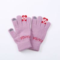 迪士尼星黛露毛绒手套可爱保暖少女冬季加绒加厚防寒ins连指手套 紫色爱心手套
