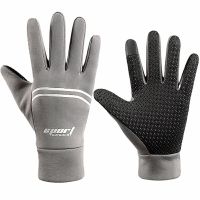 皮手套男加绒加厚触屏保暖冬季骑行电动车摩托车防水防风时尚手套 灰色骑行手套