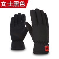 南极人手套女冬骑行骑车摩托车保暖加绒加厚情侣加棉冬季滑雪手套 女士黑色字母款