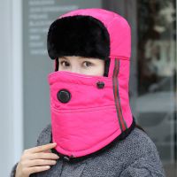 [鳄鱼]雷锋帽男秋冬天加厚滑雪帽子女东北户外防寒骑车防风 玫红-加厚直筒 卡:[雷锋帽]