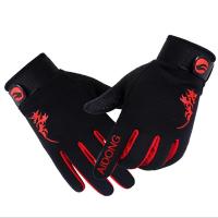 户外骑行皮手套男士冬季触屏女保暖防水摩托车手套加厚防风棉手套 时尚红色 均码