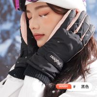 男女冬季加厚绒保暖摩托车防水防滑防风骑行触屏玩雪滑雪棉手套冬 黑色1015