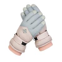 滑雪手套冬天女可爱登山防水防风寒保暖加绒加厚男骑行摩托车学生 紫拼蓝