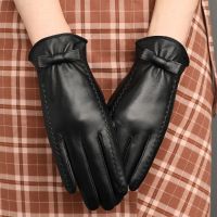 南极人真羊皮手套女士秋冬加绒加厚触摸屏开车骑行时尚修手洋气潮 黑色 S适合手掌偏小女士