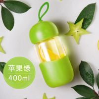 沃普高颜值玻璃杯夏天韩版水杯可爱女学生男便携泡花茶杯ins杯子 [特价款]400ml绿色 单杯