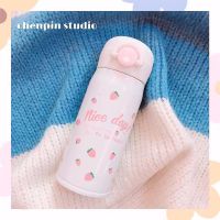 保温杯女生高颜值ins咖啡杯双饮杯2021新款带吸管奶fufu水杯韩版 白色300ml直饮 杯子(送随机贴纸)