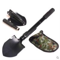 多功能工兵铲子 折叠式野营铁锹兵工铲子 汽车户外用品车用除雪铲 G款多功能带收纳袋(不带指南针)