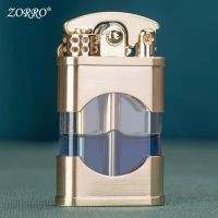 ZORRO佐罗新品煤油打火机透明油仓礼创意个性潮彩色燃油摇臂火机 金色(裸机无盒无任何配件)