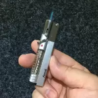 透明油仓打火机 防风充气可视气仓打火机 蓝色火焰可更换火石火机 富贵银
