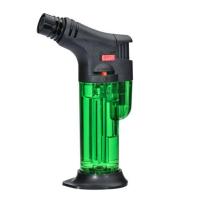 百诚潮流防风打火机充气男创意个性直冲蓝焰砂轮点火雪茄透明机身 绿色巧001