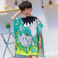 六一特惠:儿童卡通浴巾浴袍浴衣沙滩巾披风斗篷婴幼宝宝可穿浴巾 大白鲨 儿童浴巾浴袍 展开尺寸120X60cm