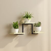 墙上花架铁艺实木复古置物架壁挂一字隔板层板书架装饰多层免打孔 3层白枫板黑架