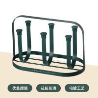 轻奢杯架家用置物架客厅茶杯玻璃杯子水杯托盘沥水挂架子收纳倒挂 墨绿杯架[不带沥水托盘]