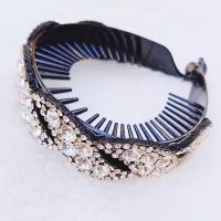 新款发夹镶钻发圈成人发箍淑女盘发器头花头饰丸子头马尾发饰皮圈 柳叶白色小号1个