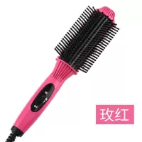 [七吉]电卷发棒直发梳子两用学生内扣空气刘海蛋卷头不伤发 玫红色[普通款]