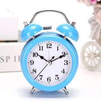 闹钟静音床头学生创意夜光闹铃多功能金属儿童卧室电子小闹表卡通 3寸加强版蓝色