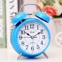 闹钟学生用静音床头创意夜光简约卧室儿童电子闹铃小闹钟超大铃声 简约浅蓝 3寸/小号[高质量]
