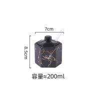 北欧轻奢调料罐陶瓷调料盒套装调味瓶盐罐味精罐糖厨房家用带盖 黑金大理石纹调味罐单个[不送标签]