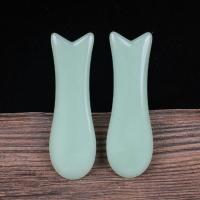 玉石鱼形天然刮痧板脸部护理板眼部刮痧美容面部排毒美容全身通用 东陵玉鱼形[2个] 送小精油+穴位图