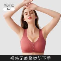 哺乳内衣夏季薄款聚拢防下垂孕妇内衣背心孕妇文胸前开扣喂奶胸罩 6088鸢尾红 M( 80-100斤)