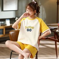 带胸垫睡衣女秋冬长袖棉质薄款学生韩版可爱女士春秋季家居服套装 W2580(无带) M(体重80-100)