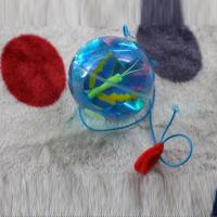 儿童15CM益智玩具闪光球水晶发光球透明水晶球彩色跳跳球弹力水球 6.5CM天蓝色带绳弹力球