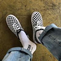ins鞋子男韩版潮流百搭情侣鞋男生板鞋低帮布鞋夏季休闲帆布鞋男 百搭格子鞋 35-女款