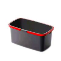长方形拖把桶家用加厚拖地桶洗拖把桶胶棉拖把桶长塑料桶挤水桶 [加厚款]黑色带滑轮