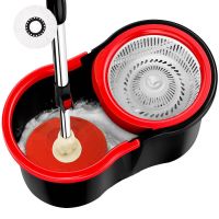 [低价]家用一拖净旋转拖把桶好神拖拖把双驱动拖布桶墩布桶 普通杆+塑篮+塑盘+1个头(轻巧款)