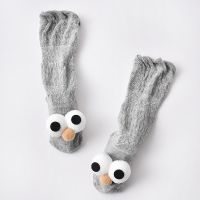新生儿婴儿防蚊袜网眼透气满月宝宝不勒腿长筒袜夏季薄款造型袜 灰色大眼睛一双 S/底长约10cm/0-1岁