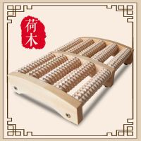 脚底按摩器鸡翅木质穴位揉捏足底家用滚轮多功能足部刺激按脚神器 荷木/五排/螺纹钢/本色