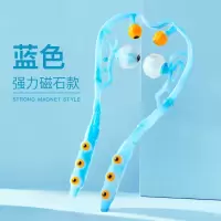 手动颈部按摩器夹脖子揉捏去富贵包小神器颈椎按摩器按摩球颈夹器 蓝色[强力磁石款]+穴位图
