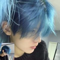 蓝色染发剂显白学生党湖泊天使宝石人鱼蓝灰色2021流行发色自己染 海蓝色(头发8度黄才拍)